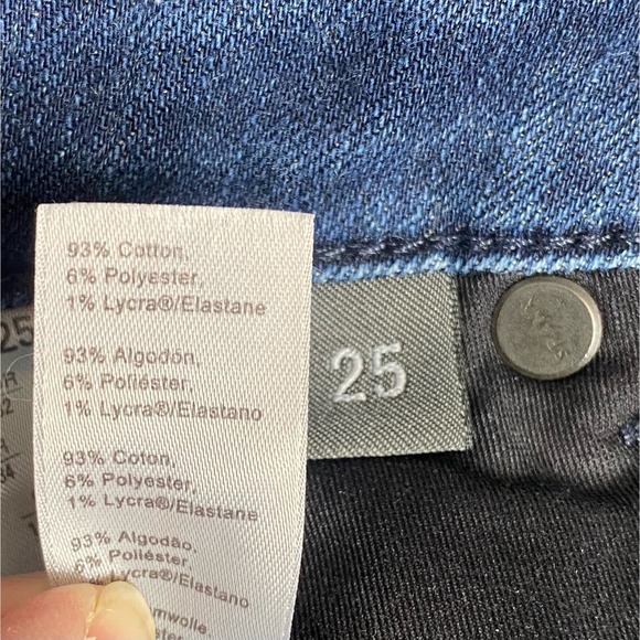 Spanx Slim X Straight Blue Mid rise Dark Wash Denim Jeans Size 25 - Picture 3 of 7